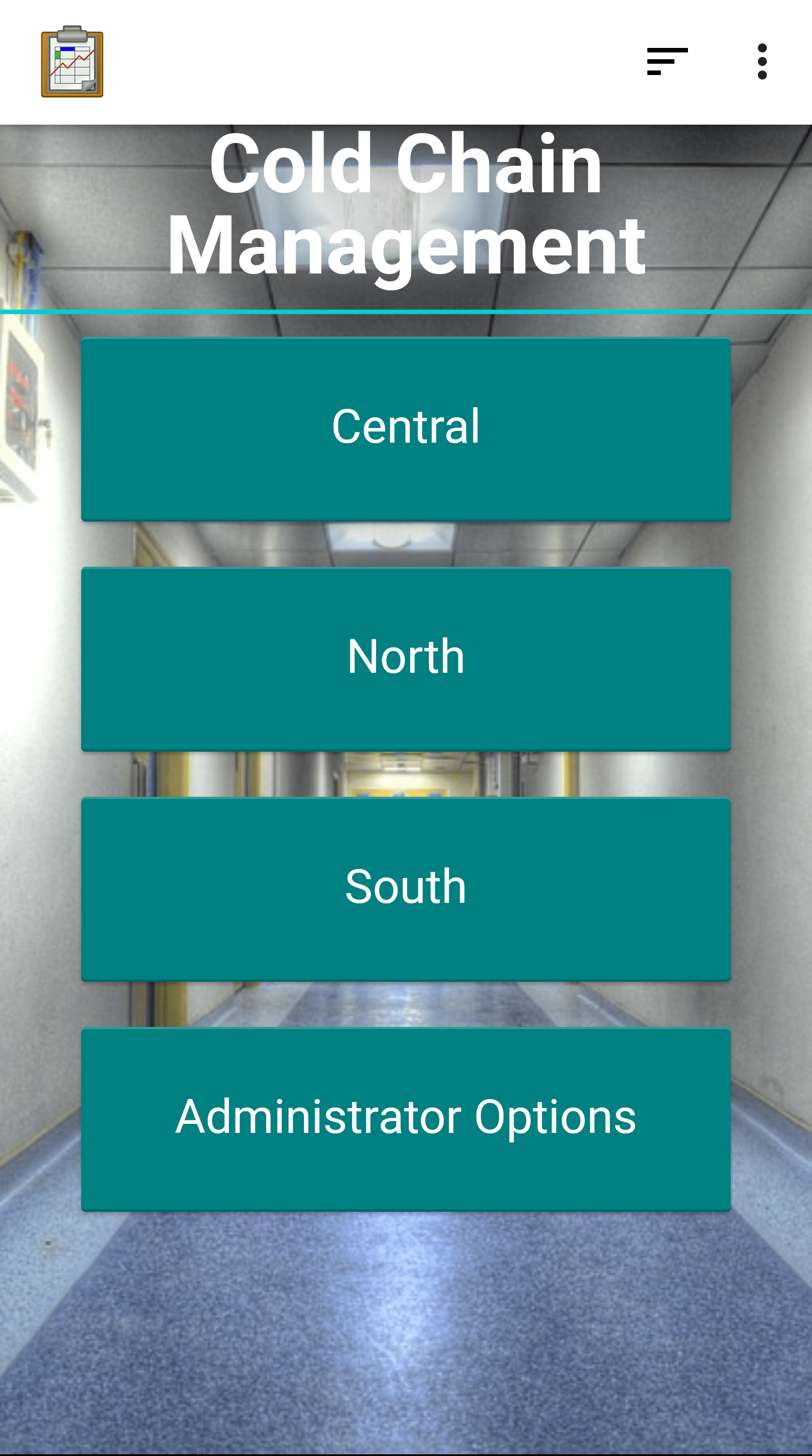 Cold Chain Home Screen