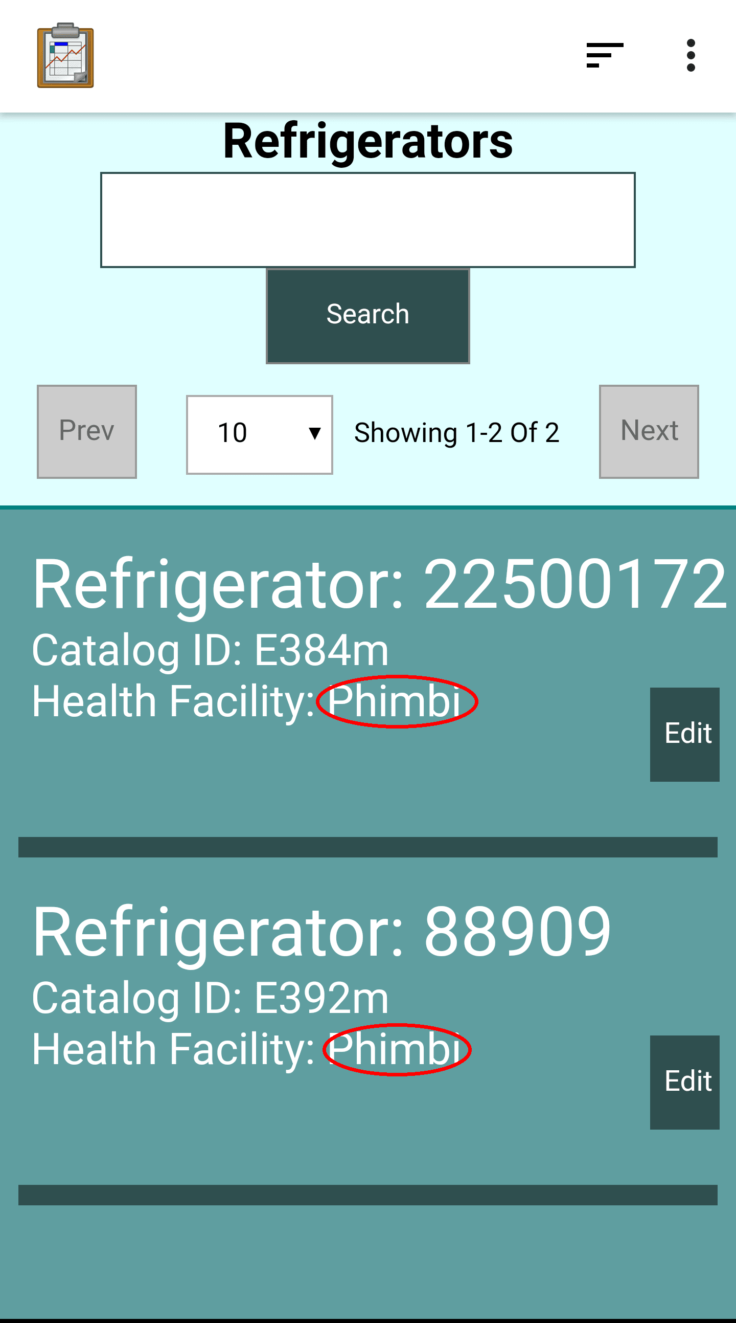 Refrigerator Inventory List