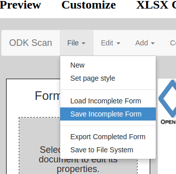 Save a Form Incomplete in Scan Form Designer